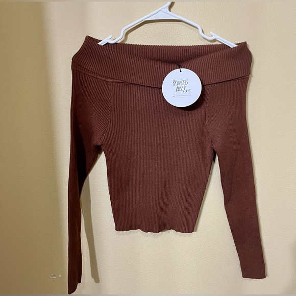Princess Polly Brown Infinity Off The Shoulder Top NWT - Picture 2 of 12